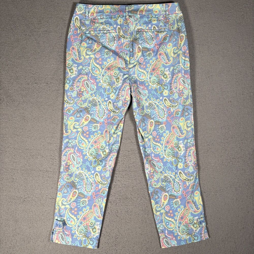 Talbots Perfect Crop Pants Womens Size 8 Paisley Powder Blue Blush Pink Bohemian - Picture 11 of 14